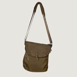 Baggallini Khaki Brown Dublin Nylon Crossbody Messenger Bag Travel Utility Purse